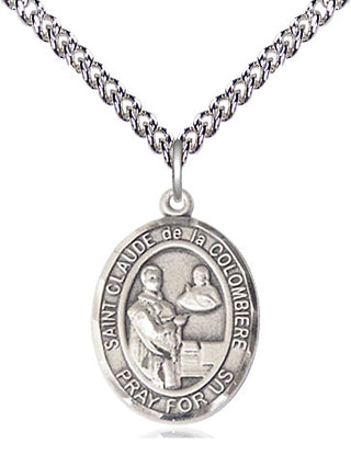 Sterling Silver Saint Claude de la Colombiere Medal Religious Jewelry Engraved Catholic Saint Jewelry