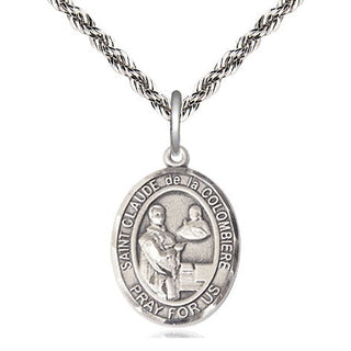 Sterling Silver Saint Claude de la Colombiere Medal Religious Jewelry Engraved Catholic Saint Jewelry