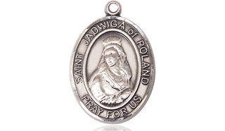 Pewter Saint Jadwiga of Poland Medal Engraved Catholic Saint Jewelry