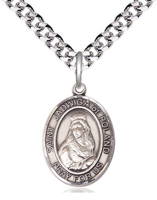 Pewter Saint Jadwiga of Poland Medal Religious Jewelry Engraved Catholic Saint Jewelry