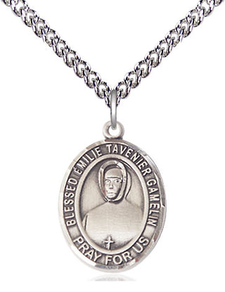 Sterling Silver Blessed Emilie Tavernier Gamelin Medal Religious Jewelry Engraved Catholic Saint Jewelry