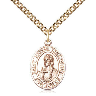 14kt Gold Filled Saint Kateri Tekakwitha Medal Religious Jewelry Engraved Catholic Saint Jewelry