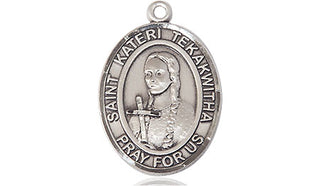 Pewter Saint Kateri Tekakwitha Medal Engraved Catholic Saint Jewelry