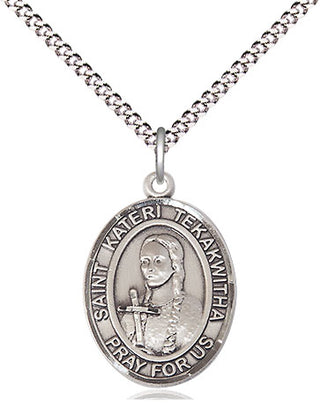 Pewter Saint Kateri Tekakwitha Medal Religious Jewelry Engraved Catholic Saint Jewelry