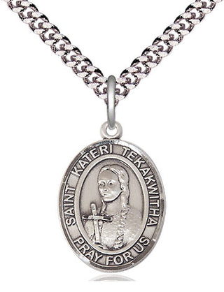 Pewter Saint Kateri Tekakwitha Medal Religious Jewelry Engraved Catholic Saint Jewelry