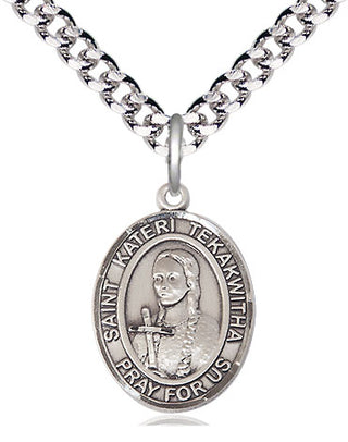 Pewter Saint Kateri Tekakwitha Medal Religious Jewelry Engraved Catholic Saint Jewelry