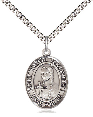 Pewter Saint Kateri Tekakwitha Medal Religious Jewelry Engraved Catholic Saint Jewelry