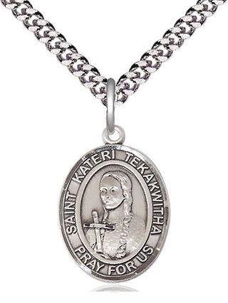 Pewter Saint Kateri Tekakwitha Medal Religious Jewelry Engraved Catholic Saint Jewelry
