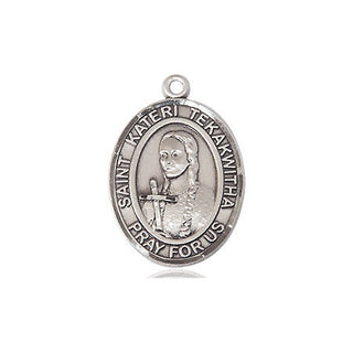 Sterling Silver Saint Kateri Tekakwitha Medal Religious Jewelry Engraved Catholic Saint Jewelry