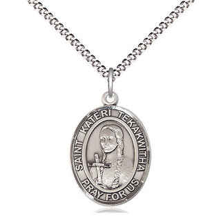 Sterling Silver Saint Kateri Tekakwitha Medal Religious Jewelry Engraved Catholic Saint Jewelry