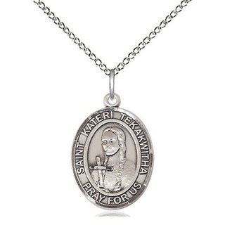 Sterling Silver Saint Kateri Tekakwitha Medal Religious Jewelry Engraved Catholic Saint Jewelry