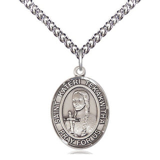 Sterling Silver Saint Kateri Tekakwitha Medal Religious Jewelry Engraved Catholic Saint Jewelry