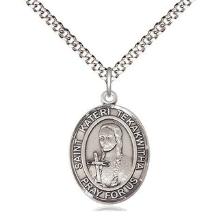 Sterling Silver Saint Kateri Tekakwitha Medal Religious Jewelry Engraved Catholic Saint Jewelry