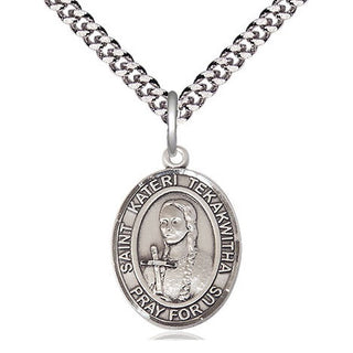 Sterling Silver Saint Kateri Tekakwitha Medal Religious Jewelry Engraved Catholic Saint Jewelry