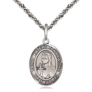 Sterling Silver Saint Kateri Tekakwitha Medal Religious Jewelry Engraved Catholic Saint Jewelry