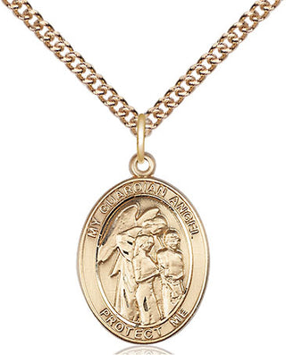 14kt Gold Filled Guardian Angel w/Children Medal Religious Jewelry Engraved Catholic Saint Jewelry