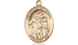 14kt Gold Guardian Angel w/Children Medal Engraved Catholic Saint Jewelry