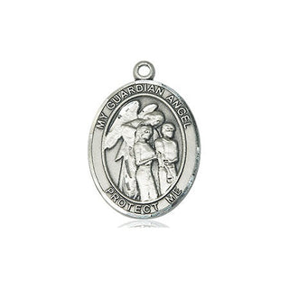 Pewter Guardian Angel w/Children Medal Engraved Catholic Saint Jewelry
