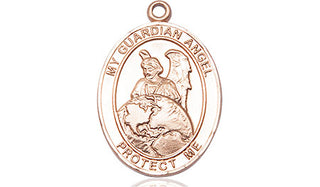 14kt Gold Filled Guardian Angel Protector Medal Engraved Catholic Saint Jewelry