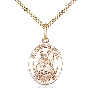 14kt Gold Filled Guardian Angel Protector Medal Religious Jewelry Engraved Catholic Saint Jewelry