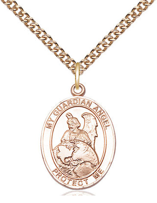 14kt Gold Filled Guardian Angel Protector Medal Religious Jewelry Engraved Catholic Saint Jewelry