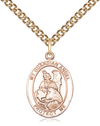 14kt Gold Filled Guardian Angel Protector Medal Religious Jewelry Engraved Catholic Saint Jewelry