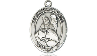 Pewter Guardian Angel Protector Medal Engraved Catholic Saint Jewelry