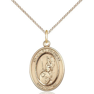 14kt Gold Guardian Angel of the World Medal Engraved Catholic Saint Jewelry