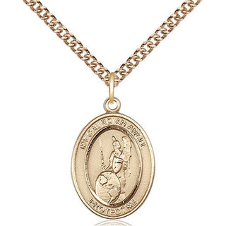 14kt Gold Guardian Angel of the World Medal Engraved Catholic Saint Jewelry