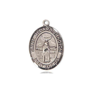Pewter Saint Medard of Noyon Medal Engraved Catholic Saint Jewelry