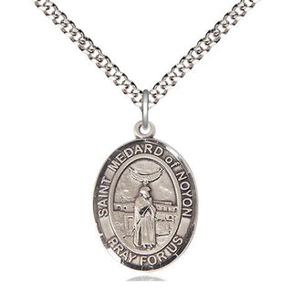 Pewter Saint Medard of Noyon Medal Religious Jewelry Engraved Catholic Saint Jewelry
