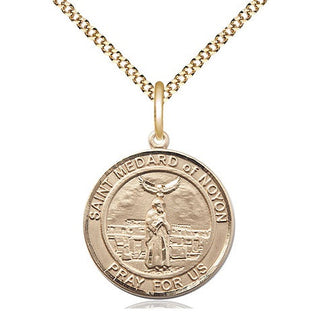 14kt Gold Filled Saint Medard of Noyon Medal Religious Jewelry Engraved Catholic Saint Jewelry