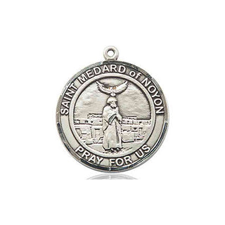 Pewter Saint Medard of Noyon Medal Engraved Catholic Saint Jewelry