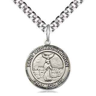 Pewter Saint Medard of Noyon Medal Religious Jewelry Engraved Catholic Saint Jewelry