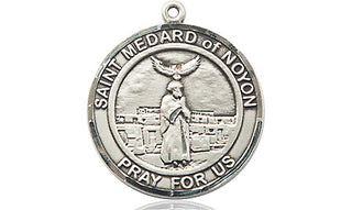 Sterling Silver Saint Medard of Noyon Medal Religious Jewelry Engraved Catholic Saint Jewelry