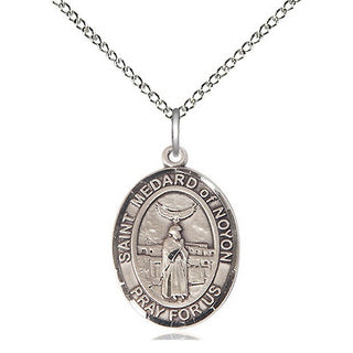 Sterling Silver Saint Medard of Noyon Medal Religious Jewelry Engraved Catholic Saint Jewelry