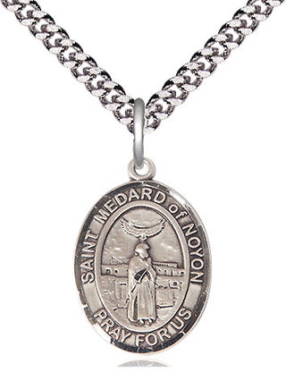 Sterling Silver Saint Medard of Noyon Medal Religious Jewelry Engraved Catholic Saint Jewelry