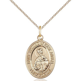 14kt Gold Filled Saint Edmund of East Anglia Medal Religious Jewelry Engraved Catholic Saint Jewelry