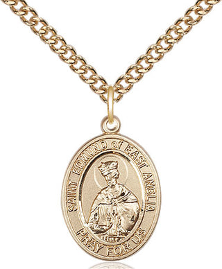 14kt Gold Filled Saint Edmund of East Anglia Medal Religious Jewelry Engraved Catholic Saint Jewelry