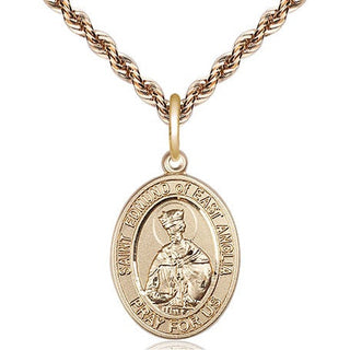 14kt Gold Saint Edmund of East Anglia Medal Engraved Catholic Saint Jewelry
