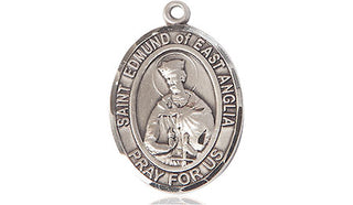 Pewter Saint Edmund of East Anglia Medal Engraved Catholic Saint Jewelry