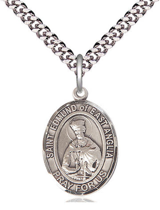 Pewter Saint Edmund of East Anglia Medal Religious Jewelry Engraved Catholic Saint Jewelry