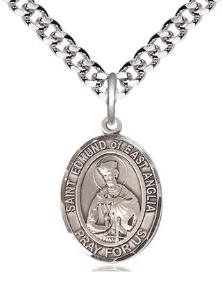 Pewter Saint Edmund of East Anglia Medal Religious Jewelry Engraved Catholic Saint Jewelry