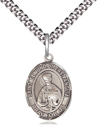 Pewter Saint Edmund of East Anglia Medal Religious Jewelry Engraved Catholic Saint Jewelry