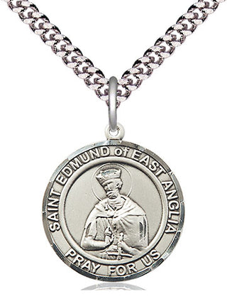 Pewter Saint Edmund of East Anglia Medal Religious Jewelry Engraved Catholic Saint Jewelry