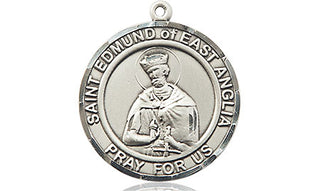 Sterling Silver Saint Edmund of East Anglia Medal Religious Jewelry Engraved Catholic Saint Jewelry
