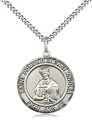 Sterling Silver Saint Edmund of East Anglia Medal Religious Jewelry Engraved Catholic Saint Jewelry