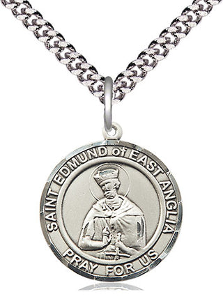 Sterling Silver Saint Edmund of East Anglia Medal Religious Jewelry Engraved Catholic Saint Jewelry