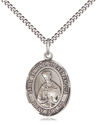 Sterling Silver Saint Edmund of East Anglia Medal Religious Jewelry Engraved Catholic Saint Jewelry