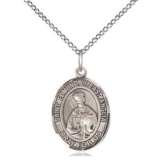 Sterling Silver Saint Edmund of East Anglia Medal Religious Jewelry Engraved Catholic Saint Jewelry